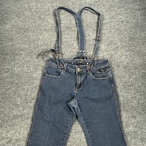 Diva Blue Denim Overalls Women Size 9/10 Blue Wide Flare Leg Cotton Blend
